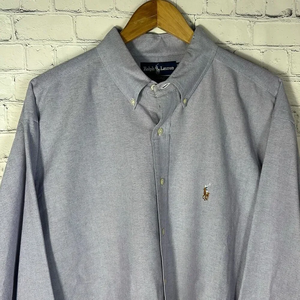 Ralph Lauren Color Pony Yarmouth Cotton Oxford Dress Shirt Purple Mens 17 1/2 34